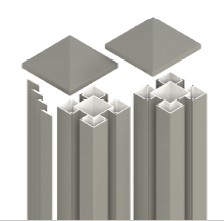 OSMO 2er-Set-Aluminiumpfosten Typ B - inkl. Pfostenkappe und 4 Abdeckleisten