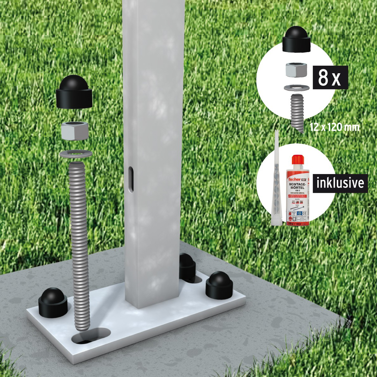 TraumGarten Verbundanker-Set für 2 Aufschraubpfosten